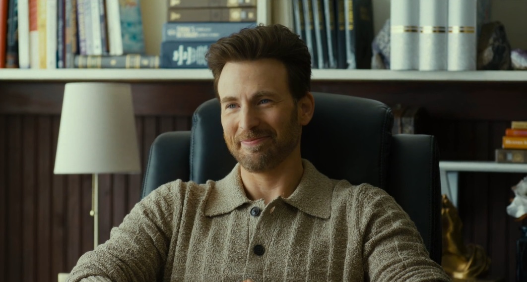 Chris Evans as the smiling but dodgy pastor in Honey Don't.