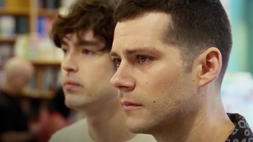 Dennis (James Sweeney) and Roman (Dylan O'Brien) in Twinless.