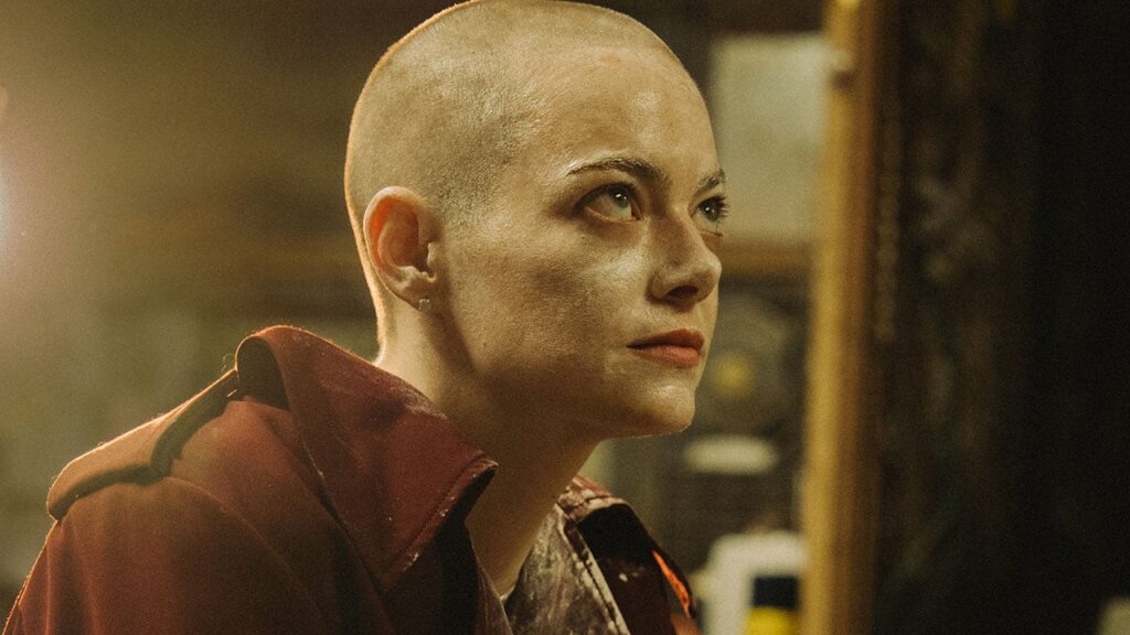 A kidnapped and furious Emma Stone in Bugonia.