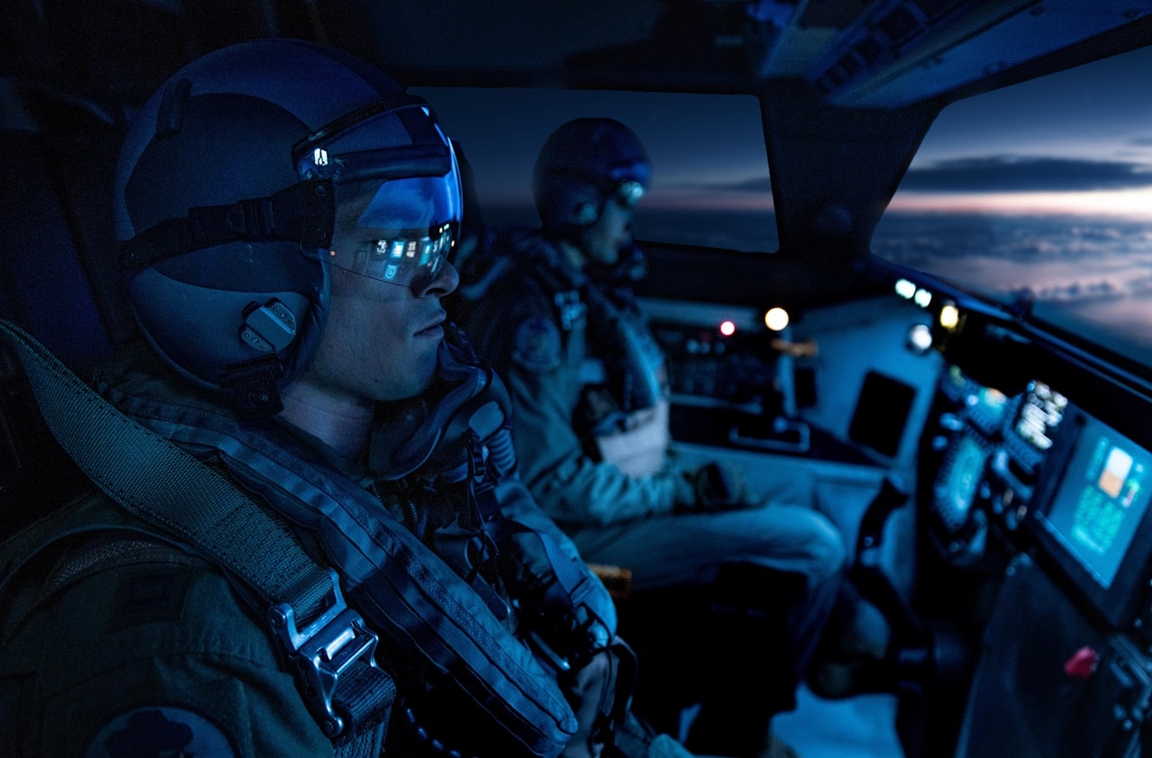 Two stealth bomber pilots in the cockpit in A House of Dynamite.