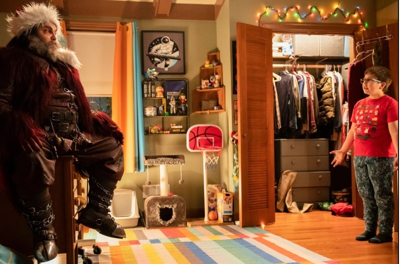 Jack Black as Satan with Robert Timothy Smith as Liam in Dear Santa