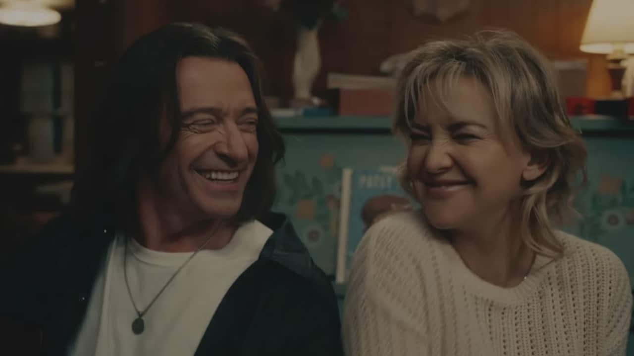 Mike (Hugh Jackman) and Claire (Kate Hudson) get closer in Song Sung Blue.