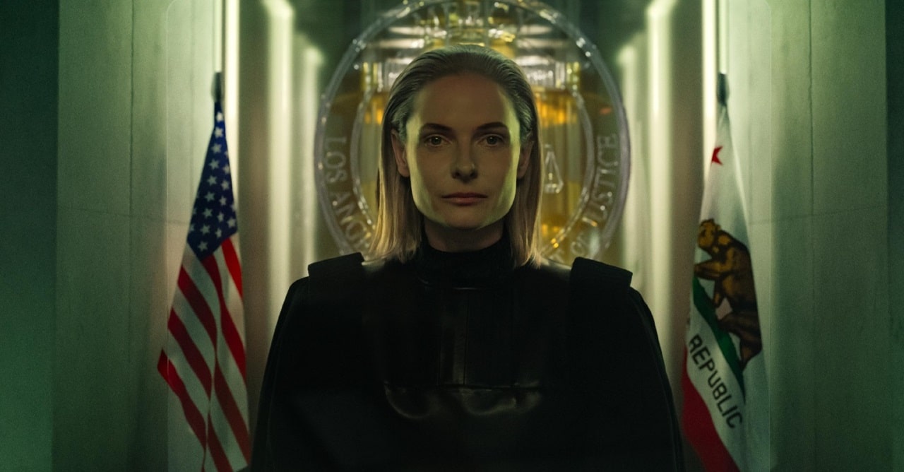 Rebecca Ferguson as the AI Judge Maddox in Mercy